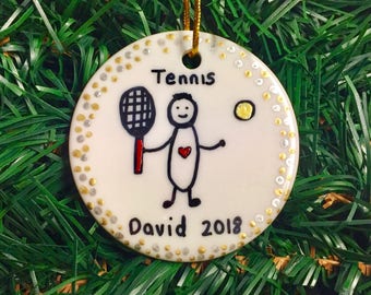 Personalized TENNIS Ornament Keepsake Gift, Tennis Gift, Tennis Fan Gift, Tennis Ornament, Sport Stick Figure Ornament, Gift Tennis Player