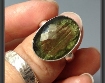 Moldavite ring US size 6.75