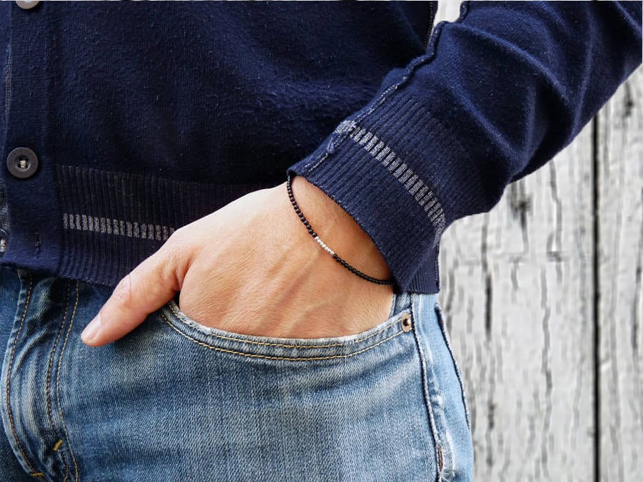Bracciale uomo pietre nere Bracciale uomo pietre nere