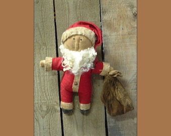 Primitive folk art little fat Santa pdf digital e pattern HAFAIR OFG faap 390