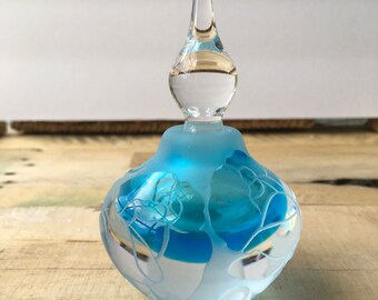Vintage Rose Perfume Bottle - Teal Blue