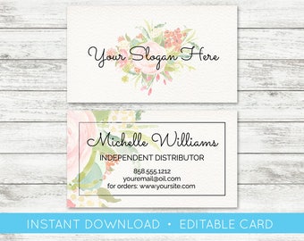 EDIT YOURSELF, Editable Business Card, Essential Oil Business Card, Business Card Template, Printable Marketing Materials, Templett, Instant