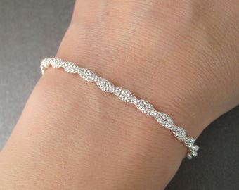 Twisted sterling silver 925/1000 silver braided bracelet