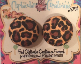Leopard Button Earrings