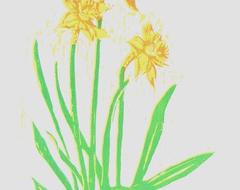daffodils original woodblock print