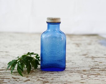 Vintage Blue Bottle with Cap Milk of Magnesia Medicine Bottle Windsor Ont.