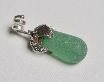 Beach glass necklace, sea glass necklace, Aqua sea glass, Aqua beach glass, lake erie beach glass, crystal moon, Cleveland beach glass,