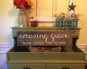 Distressed Amazing Grace How sweet the sound sign