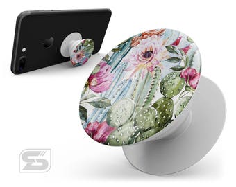Vintage Watercolor Cactus Bloom - Skin Decal Kit for the PopSocket Smartphone & Tablet Stand