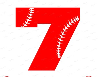 Digital Cut File, Monogram Baseball Numbers, Number 7, 7, Softball, Vinyl Cutting File, Baseball, SVG, DXF, EPS, Silhouette, Cricut