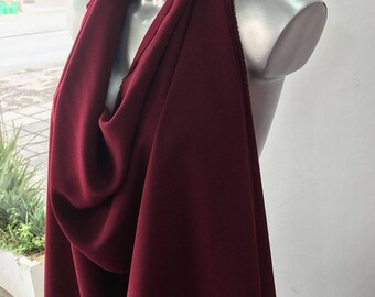 Dark red, wine Bordeaux stretch crepe fabric, 2 way stretch pebble crepe textured polyester spandex 150cm 60 inches