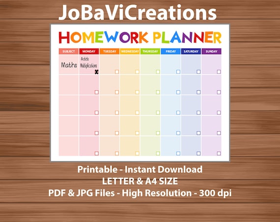 kids homework planner printable childs homework planner kids