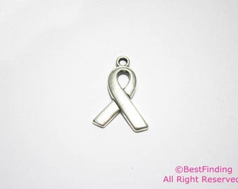 Ribbon charm Breast cancer awareness ribbon charm -10pcs