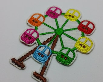 1 X embroidered patch - Carnival Ferris wheel - glue or sewing - sewing Customisation