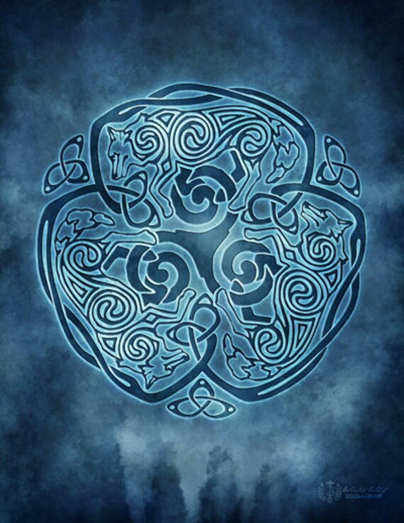 Winter Wolf Celtic Wolf Triskele Knotwork Pagan Wiccan