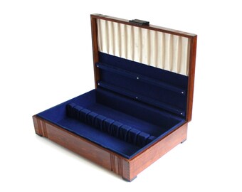 Empty Flatware Chest Wood Silverware Case, Anti Tarnish Silver Storage, Solid Wood, Wooden