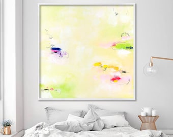Large wall art abstract painting Giclee print up to 40x40" modern Painting Abstract Art Acrylic Painting light green yellow