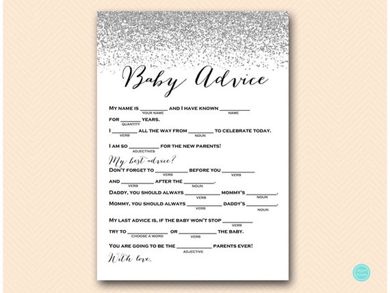 Baby advice mad libs advice for new parents Silver Glitter