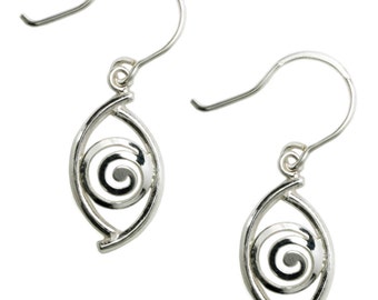 Evil Eye Amulet-Charm - Sterling Silver Earrings