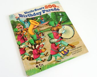 Vintage 1970s Childrens Book / Uncle Sam's 200th Birthday Parade by Irwin Shapiro 1976 Hc / Big Golden Book / Patriotism, History of America