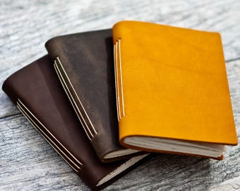 50% OFF - Pocket Leather Journal Notebook Personalized - Premium leather