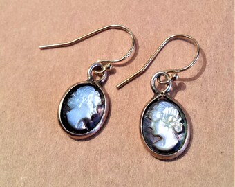 Gold Filled Mother of Pearl Cameo Earrings