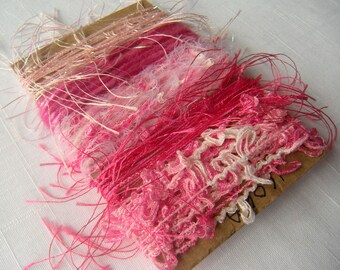 PINK Art Yarn Bundle Easter Spring Fiber Embellishments 1606