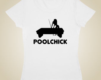Pool Billiards t shirt PoolChick logo