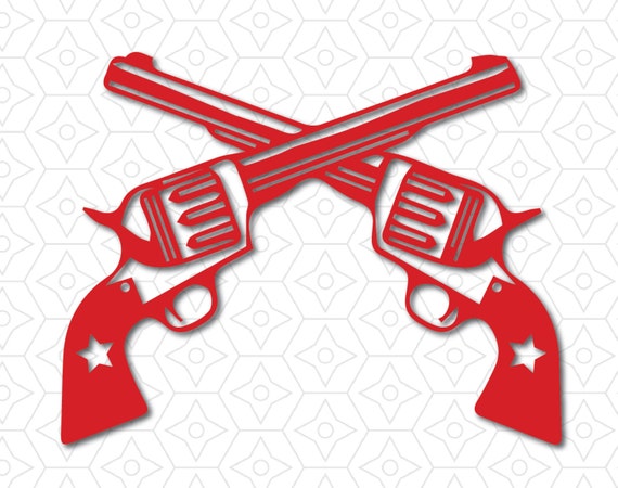 Western Revolver Guns Crossed Decal SVG DXF and AI Vector