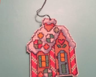 Neddlepoint Gingerbread House Ornament