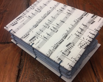 Music journal, handmade paper journal, sketch book, travel journal, guest book, recycled guestbook, recycled diary, sheet music, hand bound