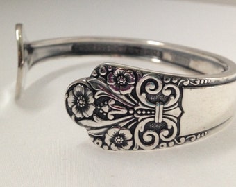 Spoon Bracelet. Cuff Bracelet. Precious 1941 Spoon Jewelry. Silverware Jewelry. Silver Bracelet.
