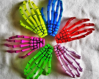 Skeleton Hand Hair Clips - Choose a Color
