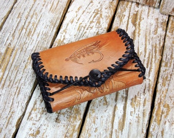 Fly Fishing Wallet / Leather Wallet For Flies / Leather Fly Wallet / Fly Fishing Case / Fishing Lure Pouch / Leather Fly Fishing Pouch