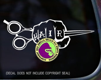 HAIR FIST Hairdresser Stylist Vinyl Decal Sticker