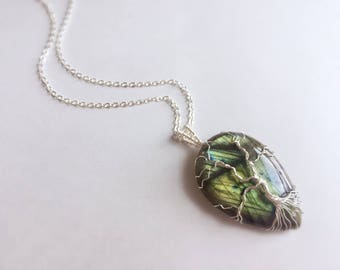 SPECIAL!!! Tree of Life Necklace in Silver, Labradorite Necklace, Flashy Labradorite, Tree of Life Pendant Necklace - for Her, byJTSjewelry