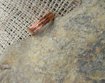 Set of 3 Minimalistic Hand Hammered Copper Stacking Ring Cuffs- Gift Boxed