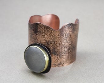 copper cuff, copper and brass cuff, copper bracelet, copper jewelry