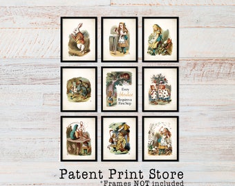 Alice in Wonderland Print Set. Alice in Wonderland Wall Art.