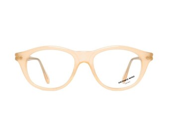 pastel pink glasses frames - salmon vintage eyeglasses for women - Antonio Miro maquillaje
