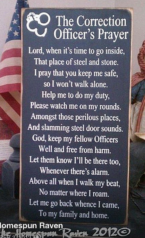 Corrections Officer Prayer Law Enforcement Wood Sign Cop