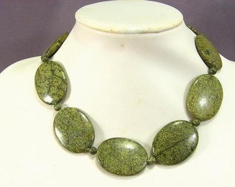 Necklace Algee Jasper 40mm Flat Ovals 925 NSJA5429