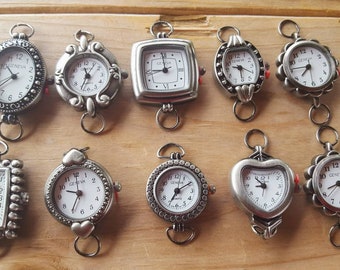 Pewter Beading Watch Faces with rings, Dark Silver Beading Watch Face, Watch Jewelry, Watch Making, Geneva Watch