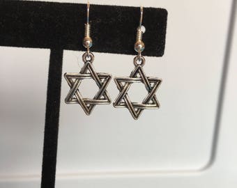 Silver Star of David earrings