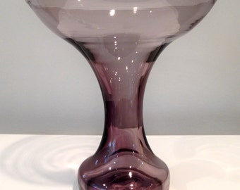 Blenko Glass Vase/Candle Holder 5919 in Lilac By Wayne Husted w Sandblasted Mark