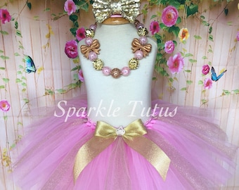 ON SALE, FAST Shipping, Pink & Gold Tutu, First Birthday, Girls Tutu, Photo shoot tutu, Cake smash Tutu, Princess Tutu, Baby shower gift.