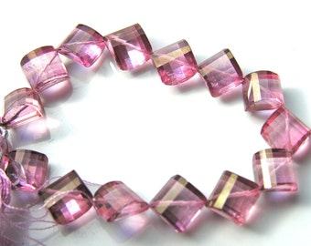 Mystic Pink Topaz Faceted Corner Drilled Diamond Beads 2