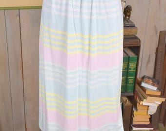 1980s Pastel Stripe Skirt Jantzen | Pastel Blue Yellow Pink | Vintage Skirt | Womens Skirt