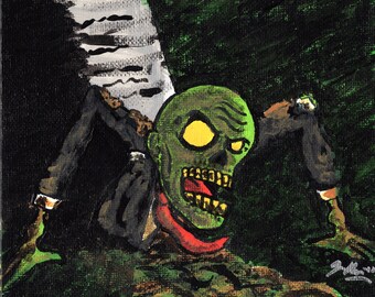 Zombie 6 x 6 Acrylic Painting