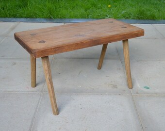 Primitive Rustic wooden stool/ wood stool/ milking stool/ Farm stool/ End Table
